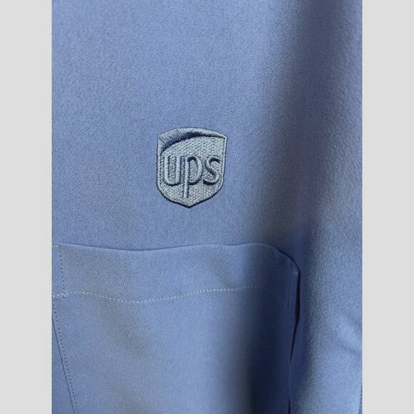 UPS Lands' End Mens Polo Shirt XXL Blue 100% Polyester Short Sleeve Work Uniform - Picture 4 of 6